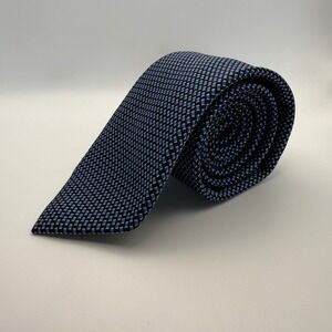 Sean John Mens Blue Black Geometric Pattern 100% Silk Necktie 3.5 Inch Width